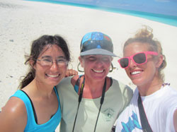 Julia Parish, DLNR Kure Atoll field camp coordinator greets us at Green Island.