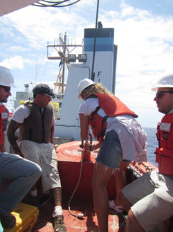 Researchers go through safety and boat briefings.