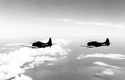 SBD-2 scout-bombers over the Pacific, circa late 1941.