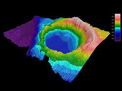 Mysterious crater mapped off the southeast of Maro Reef by the R/V Falkor. 