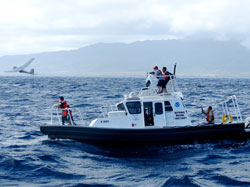 Technician launches the UAS from HIHWNMS's vessel Koholā.