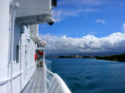 The sun and clouds in the sky encourage us as we begin our three day voyage to Kanemilohaʻi.