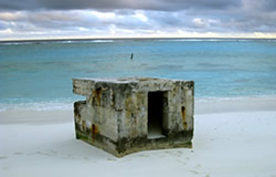 Pillbox on the beach at Eastern Island, Midway Atoll.