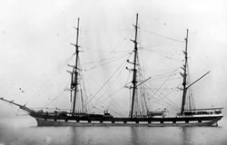 Sailing vessel Dunnottar Castle, wrecked at Kure Atoll in 1886.