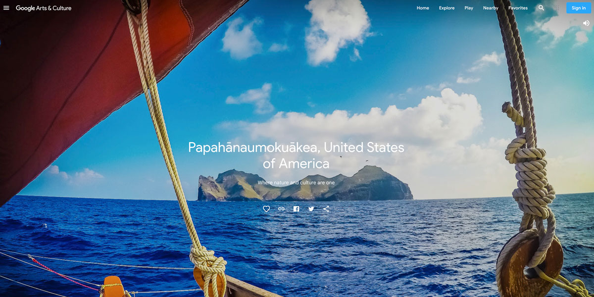 Screenshot of Google Arts and Culture story map of Papahānaumokuākea.
