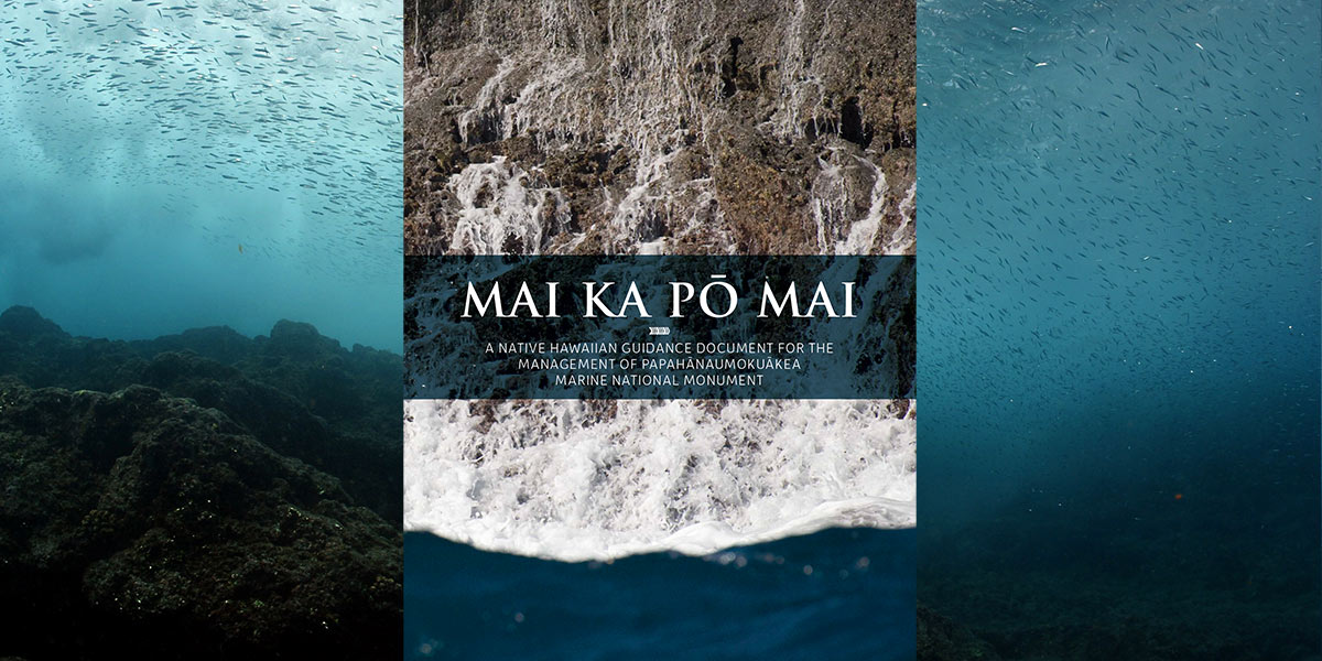 Mai Ka Pō Mai cover with undersea image in the background.
