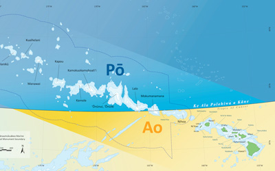 Pō and Ao map of Papahānaumokuākea.