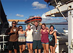 This year's RAMP expedition includes six science interns. From left to right: TNC Fellow Kalani Quiocho, UH-Hilo graduate Kanoelani Steward, UH-Hilo student Kailey Pascoe, UH-Mānoa student Tate Wester, UH MOP student Julia Rose, and UH-Mānoa student Rebecca Weible.